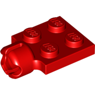 Lego Plate Special 2 x 2 with Towball Socket, Short, 4 Slots / Red