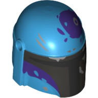 Lego Helmet Mandalorian with Holes, Dark Purple and Dark Bluish Gray print / Dark Azure