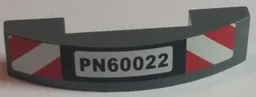 Slope, Curved 4 x 1 x 2/3 Double with 'PN60022' and Red and White Danger Stripes Pattern (Sticker) - Set 60022