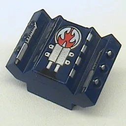 Brick Sloped 2 x 2 No Studs with Angled Side Block Extensions and Rip Print / Dark Blue