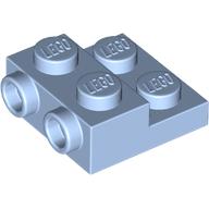 Lego Plate Special 2 x 2 x 2/3 with Two Studs On Side and Two Raised [Half Hollow Anti-stud] - Updated Version / Bright Light Blue