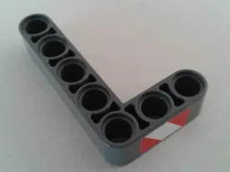 Technic, Liftarm, Modified Bent Thick L-Shape 3 x 5 with Red and White Danger Stripes Pattern Model Left Side (Sticker) - Set 8053