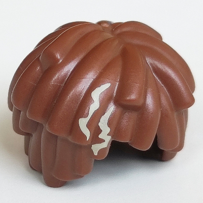 Lego Hair Short Long Curls / Mop Top with Dark Tan Splotch Print