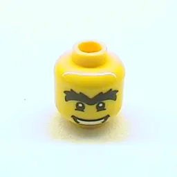 Minifig Head Cave Man, Eyes with White Pupil, Thick Unibrow, Wide Mouth Smile Print / Yellow