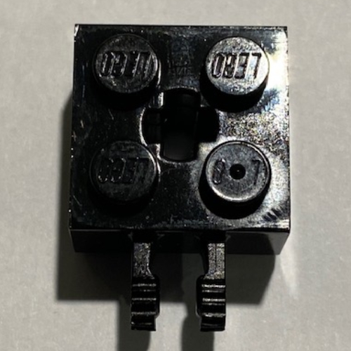 Lego Hinge Brick 2 x 2 Locking with 2 Fingers Vertical and '+' Axle Hole, 9 Teeth / Black