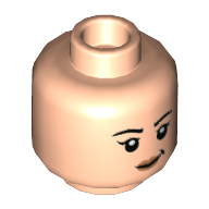 Lego Minifig Head Yaz / Mary Cattermole, Eyelashes, Nougat Lips, Slight Smile / Scared Print / Light Nougat