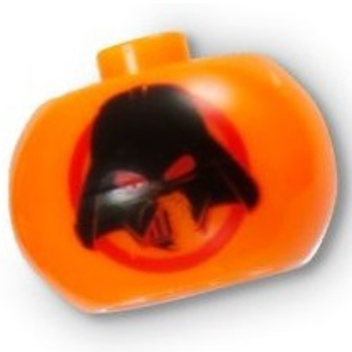 Lego Pen Bead, Round Orb with Darth Vader Head Print / Orange