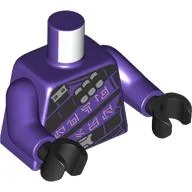 Torso, Black Armor, Sashes with Bright Pink Asian Symbols, Ammo Belt Print, Dark Purple Arms, Black Hands / Dark Purple