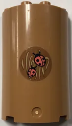 Cylinder Half 2 x 4 x 5 with 1 x 2 Cutout with Ladybugs on Tree Bark Pattern (Sticker) - Set 41445