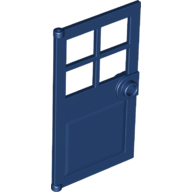 Lego Door 1 x 4 x 6 with 4 Panes and Stud Handle / Dark Blue