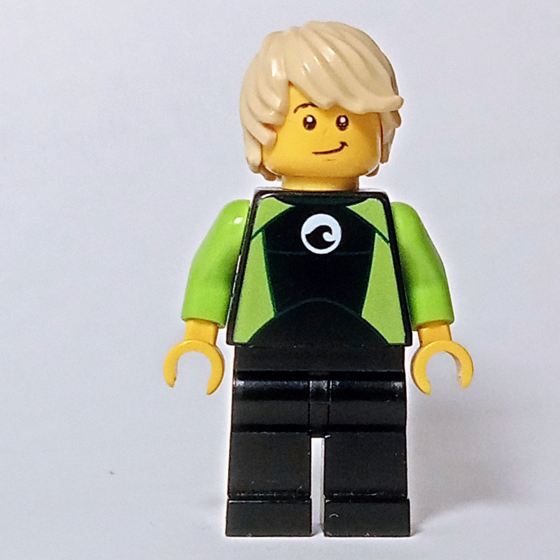 Lego Tom, Black and Lime Wetsuit, Tan Hair