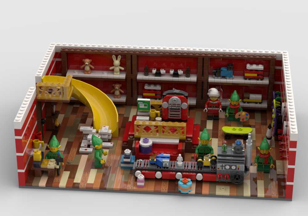 Lego Santa's Workshop - Inside BYGGLEK LEGO® box with lid, 35x26x12 cm