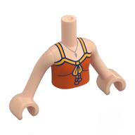 Lego Minidoll Torso Girl with Light Nougat Arms and Hands with Reddish Orange Top, Orange Trim, Bow print / Light Nougat