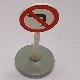 Road Sign Old Round with Left Turn Prohibited Print & Type 1 Base / White