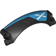 Lego Technic Panel Car Mudguard Arched 9 x 2 x 3, Arched Top #42 with Medium Azure Paint, White X print / Black