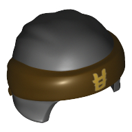 Lego Head Wrap with Headband and Knot, Dark Brown Pattern and Gold Symbol Print
