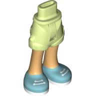 Lego Minidoll Hips and Shorts with Warm Tan Legs, Medium Blue Shoes, White Laces, Soles print / Yellowish Green