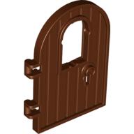 Lego Door 1 x 4 x 6 Round Top with Window and Keyhole, Reinforced Edge / Reddish Brown