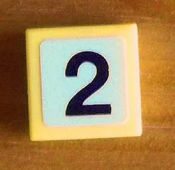 Tile 1 x 1 with Black Number 2 Thick on White Background Pattern (Sticker) - Set 8679