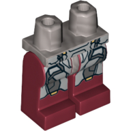 Lego Hips and Dark Red Legs with Silver and Dark Silver Armor Plates Print (Ironman) / Flat Silver