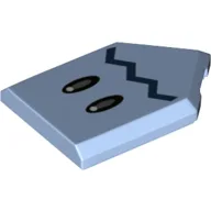 Tile Special 2 x 3 Pentagonal with Black Eyes, Dark Blue Mouth/Zigzag Line Print / Bright Light Blue