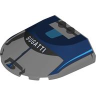 Lego Windscreen 6 x 6 x 1 1/3 with 'BUGATTI', Dark Blue Roof, Dark Azure Lines print