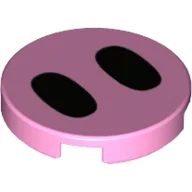 Tile Round 2 x 2 with 2 Black Ovals (Pig Snout) Print / Bright Pink