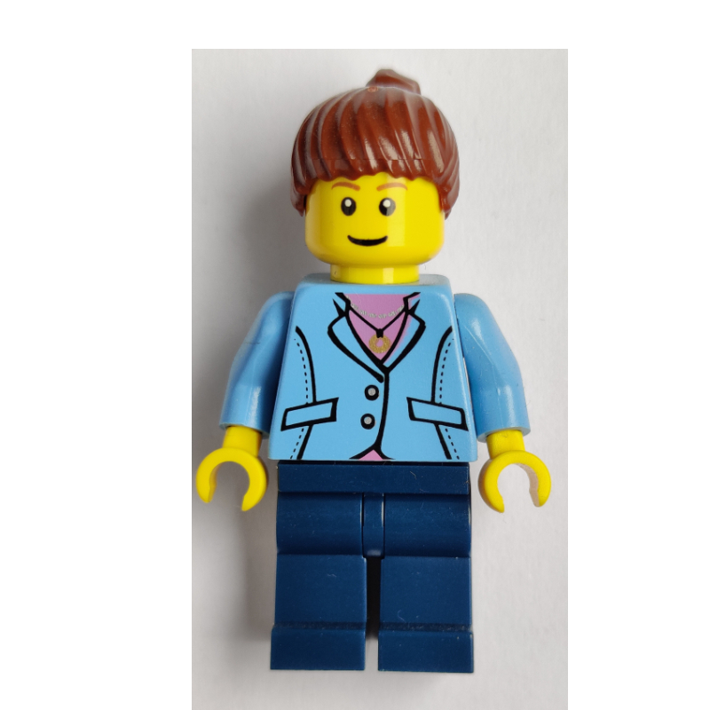 Lego Medium Blue Torso, Dark Blue Legs, Reddish Brown Hair