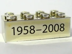 Brick 2 x 4 with Black '1958-2008' Pattern