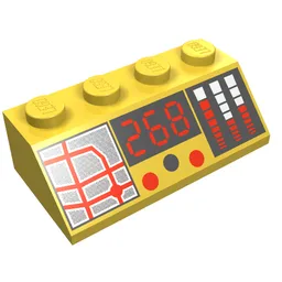 Brick Sloped 45° 2 x 4 with '268', Map Lines, Bar Gauges Print / Yellow