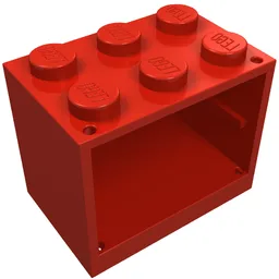 Cupboard 2 x 3 x 2 with Solid Studs / Red
