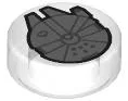 Tile, Round 1 x 1 with Light Bluish Gray SW Millennium Falcon Pattern