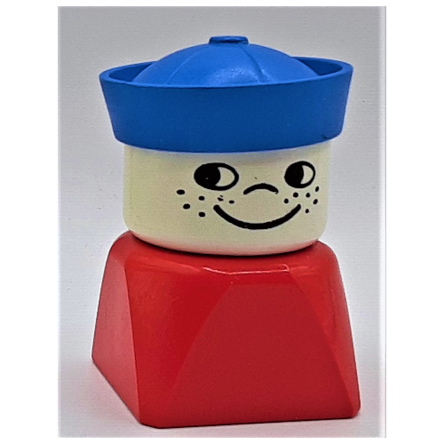 Lego Duplo 2 x 2 x 2 Figure Brick Early, Sailor Hat Blue, Freckles Print / Red