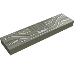 Tile 1 x 4 with Black and Copper Circuits Print / Dark Gray