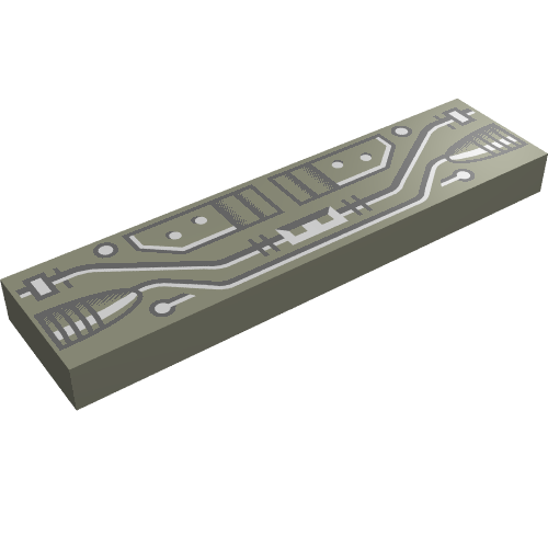 Lego Tile 1 x 4 with Black and Copper Circuits Print