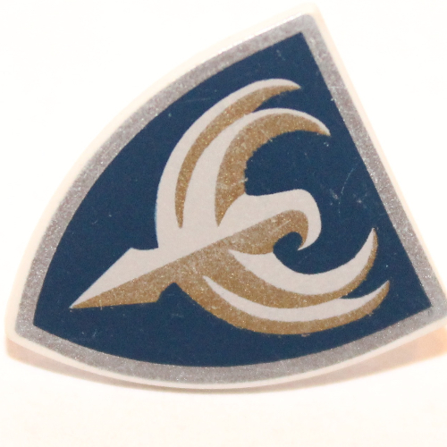 Lego Shield Triangular with Dark Blue and Gold Jayko Hawk Print / Very Light Bluish Gray
