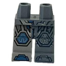 Hips and Sand Blue Left Leg, Light Bluish Gray Right Leg with Nexo Knights Armor Print / Sand Blue