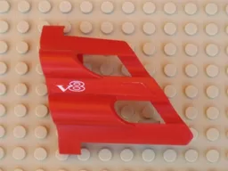 Technic, Panel Fairing # 2 Large Short, Large Holes, Side B with White 'V8' Pattern (Sticker) - Set 8448