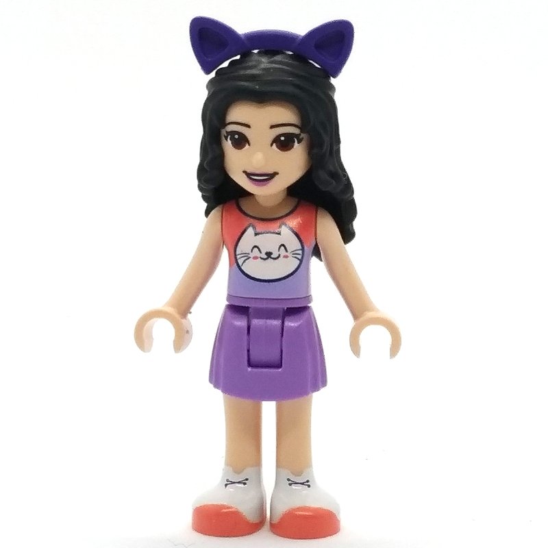 Lego Emma - Coral Top, Medium Lavender Skirt, Dark Purple Cat Ears
