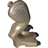 Lego Animal Body Part, Dinosaur, Raptor Leg, Right, with Pin, Black Claws, Sand Blue Stripes / Dark Tan