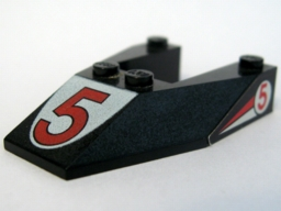 Lego Wedge 6 x 4 Cutout without Stud Notches with Red Number 5 Print & Red '5' Pattern on Both Sides (Stickers) - Set 6334