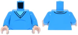 Torso V-Neck Sweater with Black Trim and Blue Creases over Medium Azure Shirt Pattern / Dark Azure Arms / Light Nougat Hands