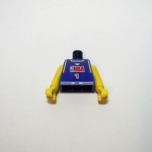 Lego Torso Basketball Jersey, NBA Logo and '1' Print, Long One Piece Arms Yellow (NBA) / Violet