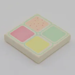 Tile 2 x 2 with 4 Pastel Squares Print / White
