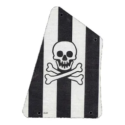 Sail, with 4 Holes, and Black Stripes, Skull and Crossbones Print / White