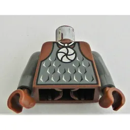 Torso Armor, Amulet and Vest Print, Dark Bluish Gray Arms, Reddish Brown Hands / Reddish Brown