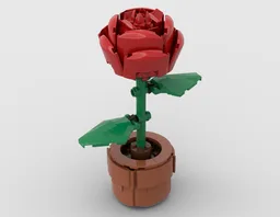 Rose Flower In A Pot Similar to Set 10329, Tiny Plants