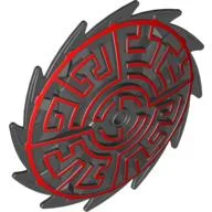 Large Figure Weapon Saw Blade Shield with Red Geometric Print / Black