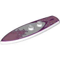 Sports Surfboard Standard with Pink Flames Print / White