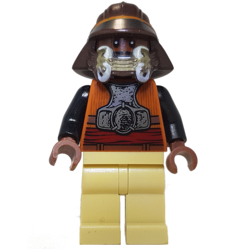 Lego Lando Calrissian, Skiff Guard Disguise, Dark Brown Helmet, Tan Legs